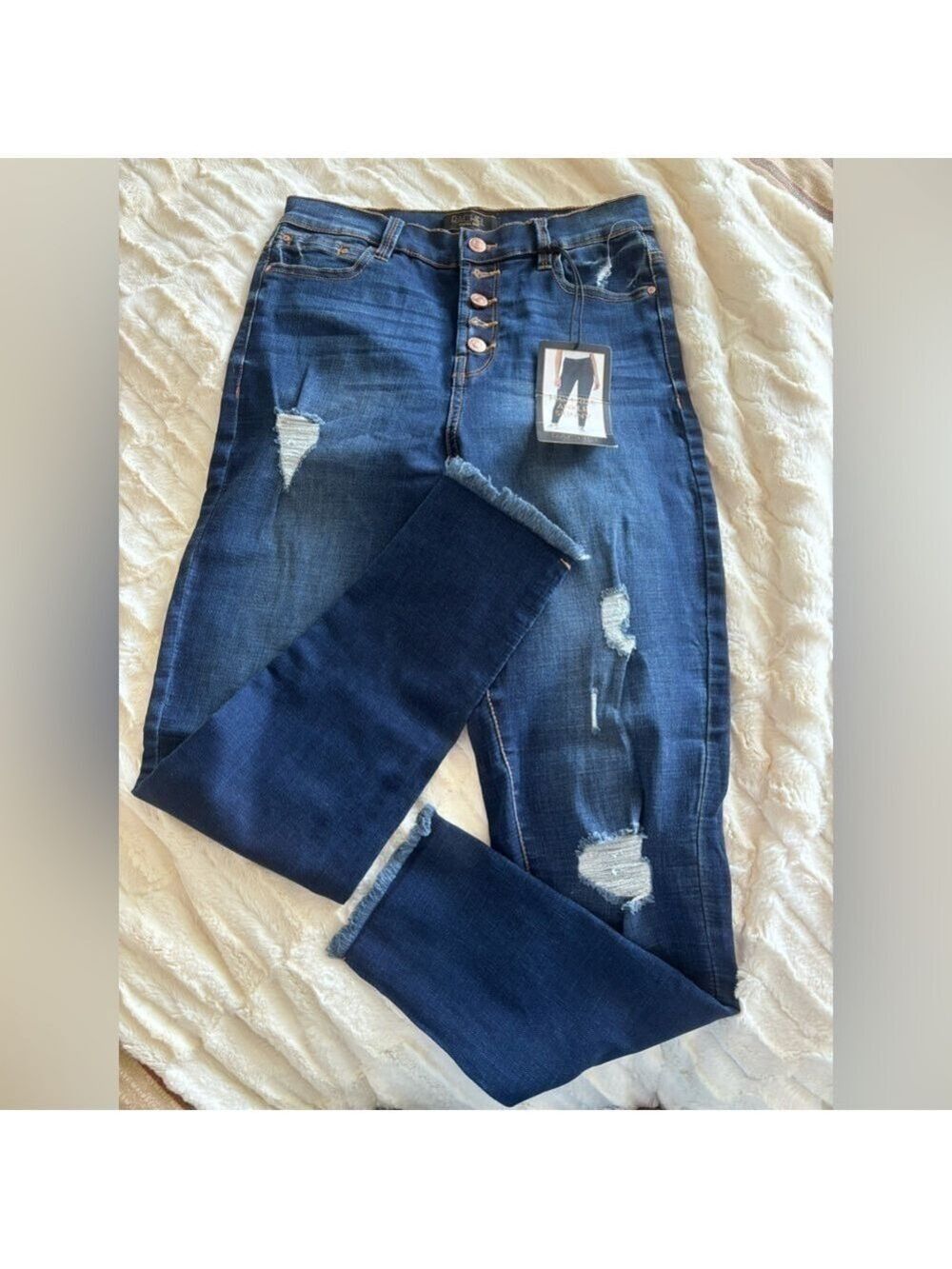Rachel Roy High Rise Skinny Jeans New W Tag Some distressing Sz 6 28 Dark Wash